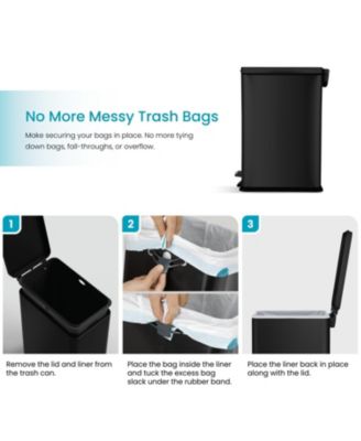 8 Gallon Slim Stainless Steel Kitchen Trash Can with Step Pedal and Soft Close Lid