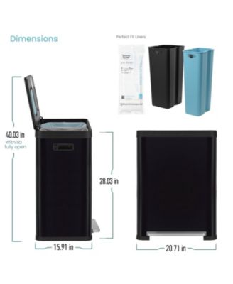 19 Gallon Stainless Steel Dual Trash and Recycling Can with CleanAura Odor Control and Soft Close Lid