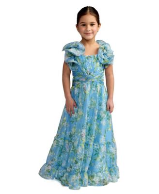 Big Girls Chiffon Ruffle Shoulder Dress