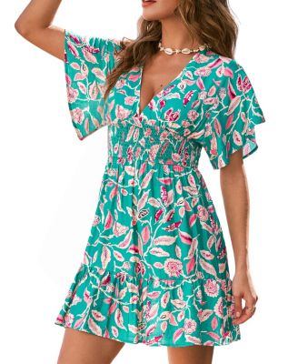 Women's Palm Vacay Tropical Mini Beach Dress