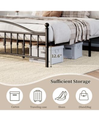 Metal Platform Bed Frame with Vintage Circular Headboard and Footboard, Heavy-Duty Iron Frame, No Box Spring Needed, Noise-Free Design