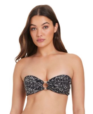 Women's Bandeau Neck Embroidered Bikini Top