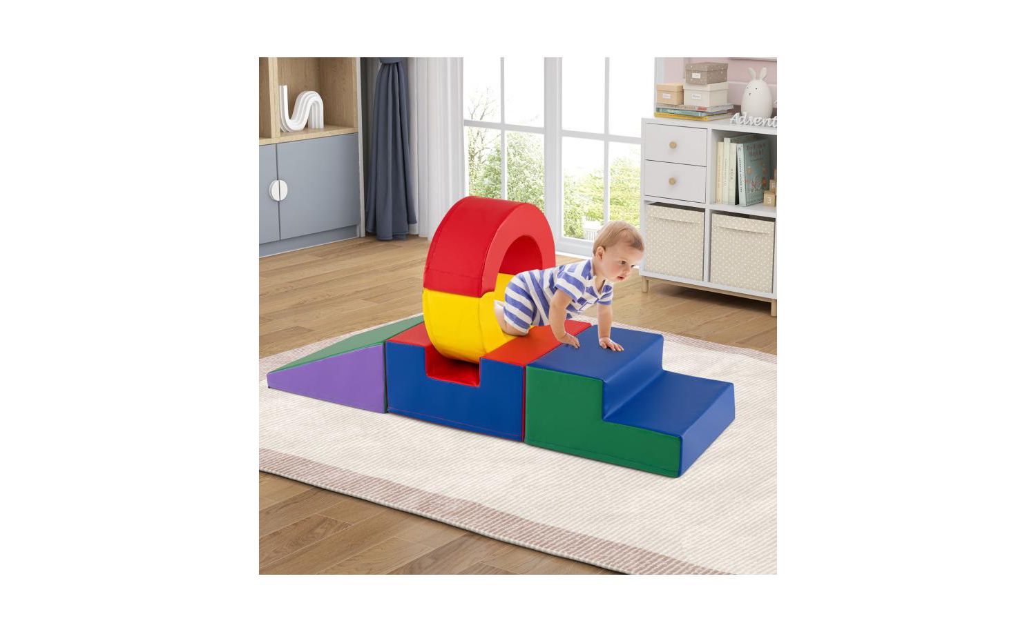 5-Piece Kids Foam Climbing Toys with PU Leather Cover