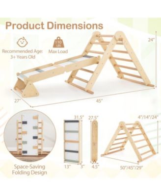3-in-1 Foldable Climbing Triangle Set with Ramp for Kids
