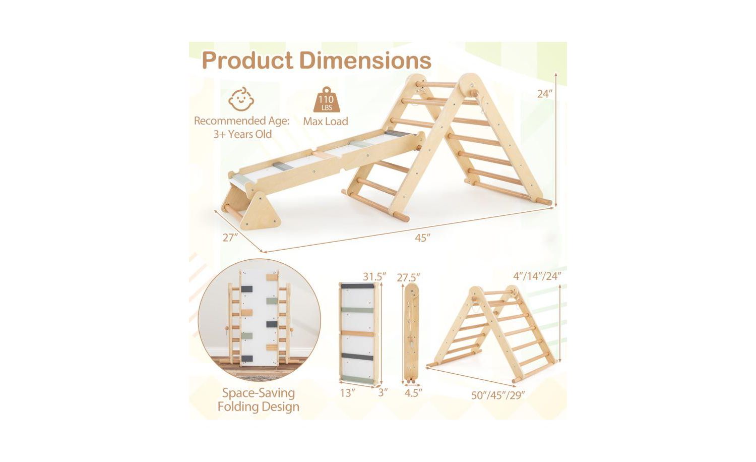3-in-1 Foldable Climbing Triangle Set