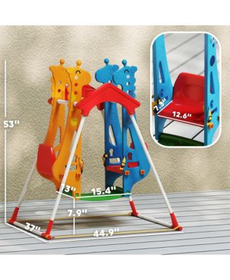 Kids Indoor Swing with Double Seats and Safety Belts, Mixed-Color