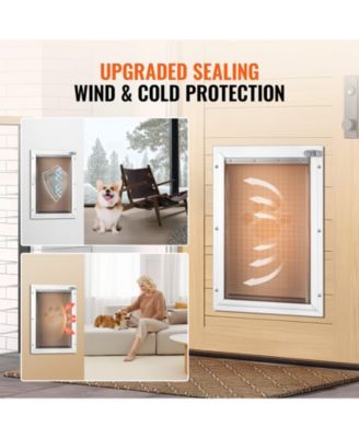 Aluminum Frame Pet Door 11.3" x 16" with Locking Flap for Interior or Exterior Doors