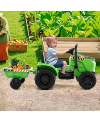 12V 2 in 1 Kids Ride On Tractor with Trailer and 3-Gear Shift