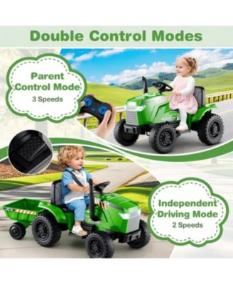 12V 2 in 1 Kids Ride On Tractor with Trailer and 3-Gear Shift