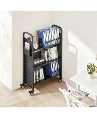 3-Tier Rolling Book Cart, 330 lbs Capacity, Silent Casters, Easy Assembly