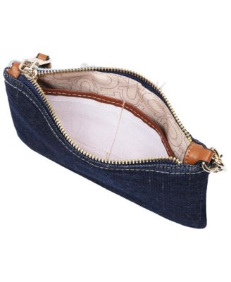Frayed Panel Denim Pouch Wristlet