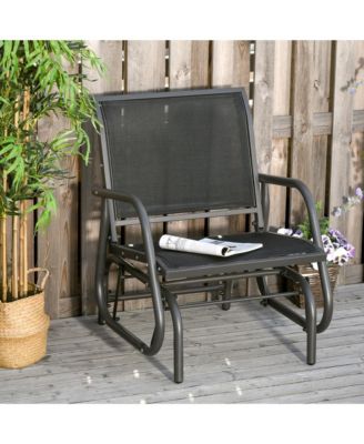 Porch Glider, Metal Frame Swing Glider Chair with Mesh Fabric, Curved
