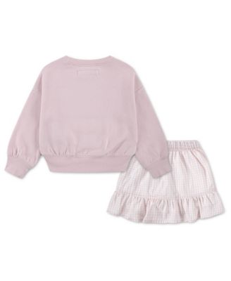 Toddler Girls' 2T-5T Crewneck Sweatshirt and Skort, 2-Piece Set