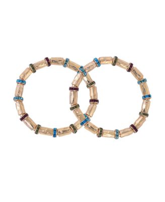 Gold Tone 2 Piece Stretch Bracelet Set