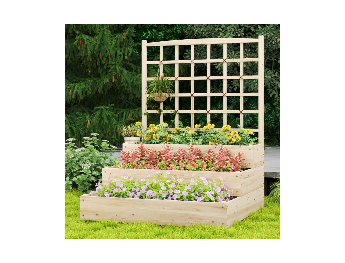 Slickblue 3-Tier Raised Garden Bed with Lattice Trellis