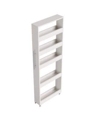 5-Tier Tall Narrow Storage Cart on Wheels, 63 '' Mobile Shelf Organizer, Rolling Utility Cart for Kitchen, Dining Room, Small Spaces