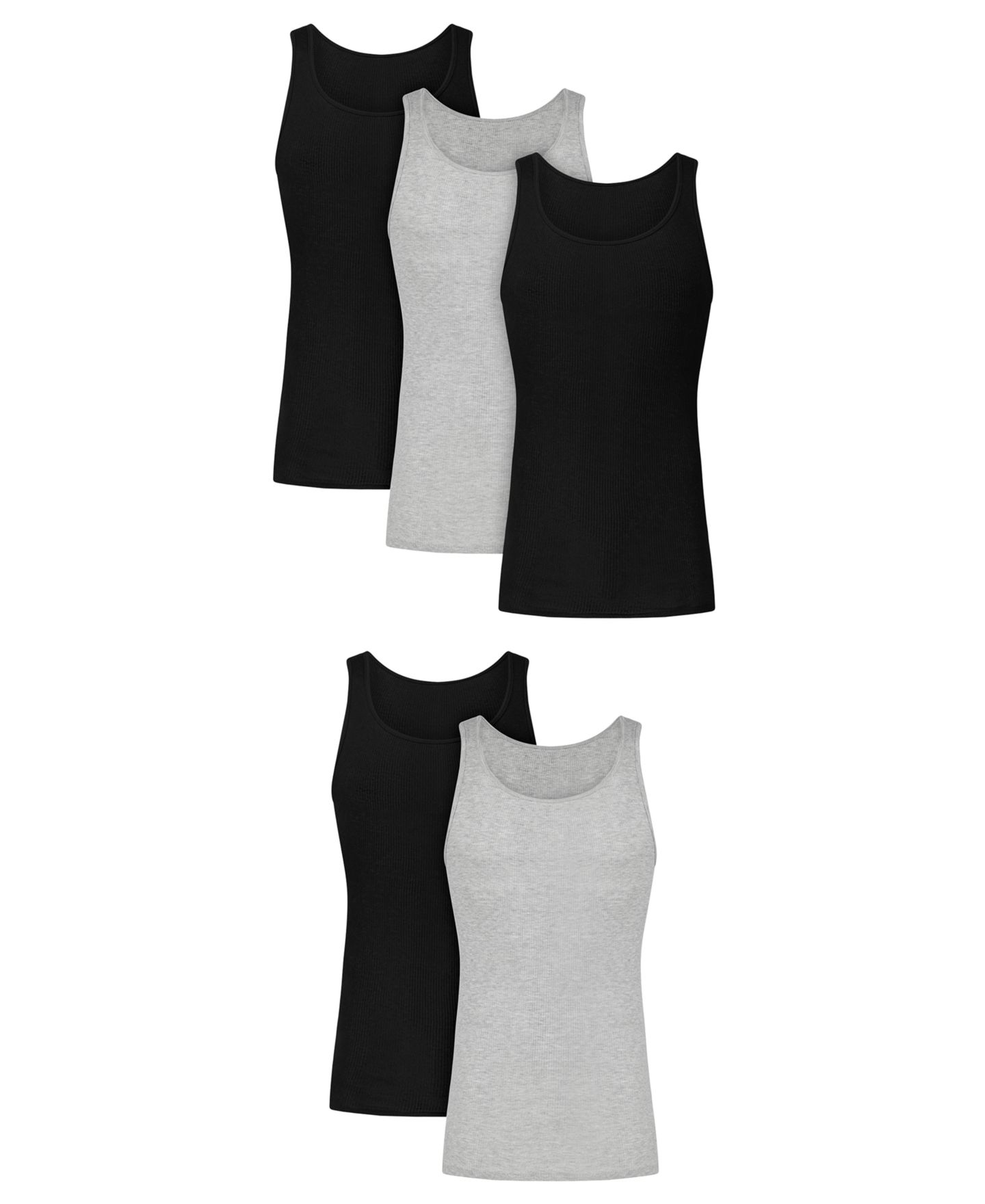 Мужские топы Hanes Ultimate Crewneck Tank Undershirt, 5-Pack, цвет: Assorted Colors — фото 1