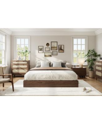 Wood Platform Bed California King Floor Standing Sturdy Slats No Box Spring Minimalist Easy Assembly