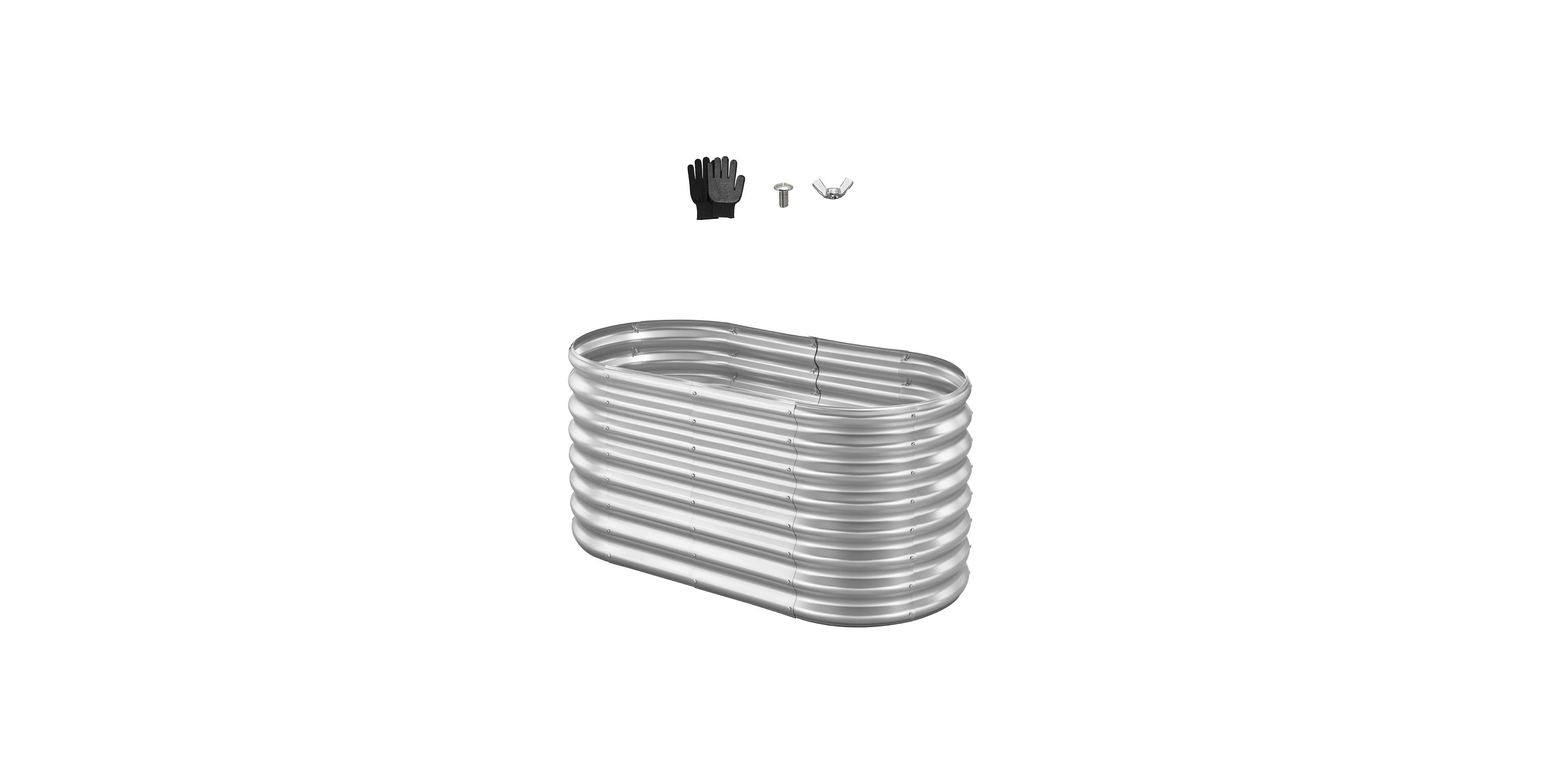 Slickblue 4x2x2 ft Oval Metal Raised Garden Bed Galvanized Steel