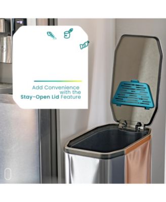 13 Gallon Slim Stainless Steel Kitchen Trash Can with Clean Aura Odor Control and Soft Close Lid