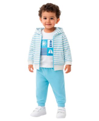 Baby Boys' Hooded Jacket, T-Shirt and Jogger Pants, 3-Piece Set