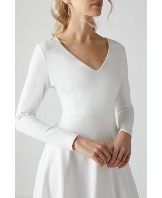 Women's V Neck Full Skirt Midi Dresses