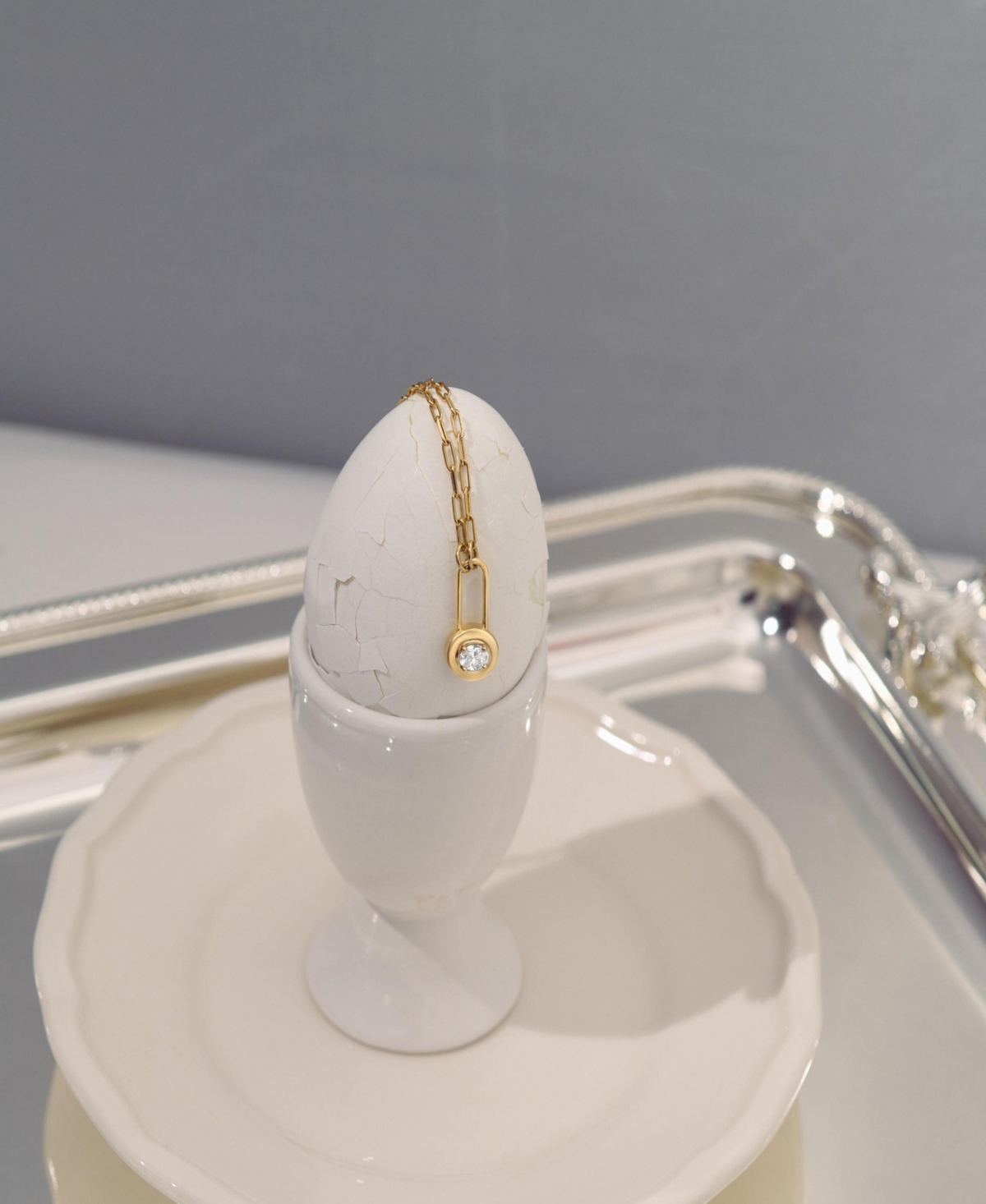 Lock & Luna Charm with Oval-Cut Moissanite – Gold