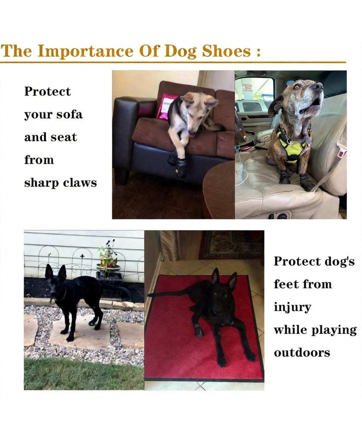 Dog Boots with Reflective Straps and Anti-slip Soles