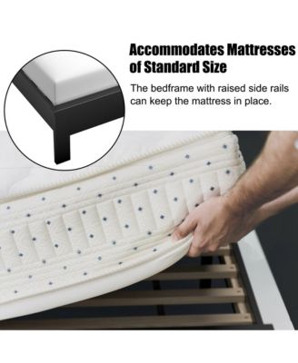 Size Bed Frame Platform Slat High Headboard Bedroom Rubber Wood Leg