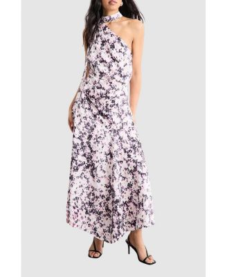 Women's Scarf Tie Asymmetric Maxi Dress