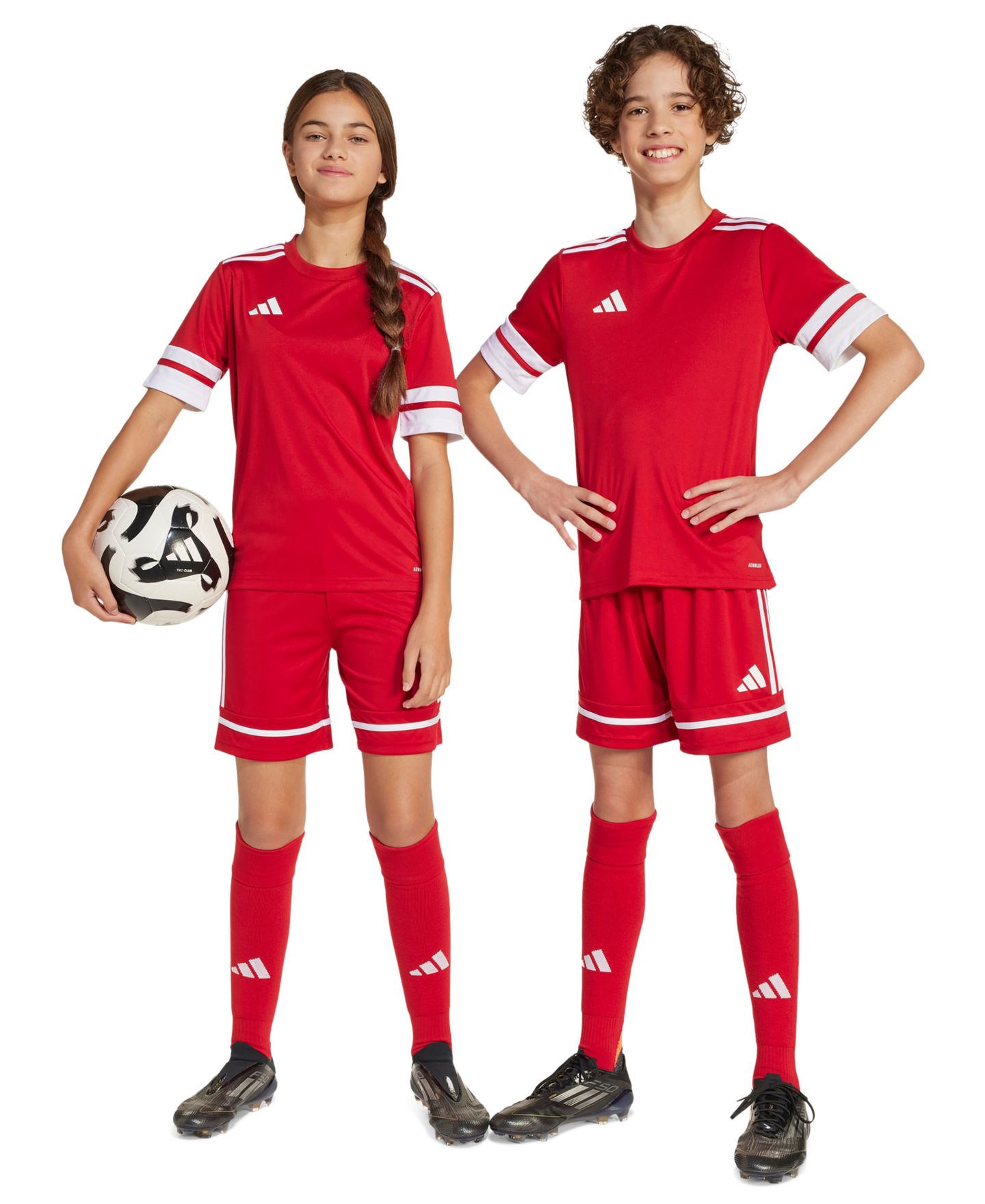 Детские шорты adidas Elastic Waist, цвет: Красный / Белый — фото 1