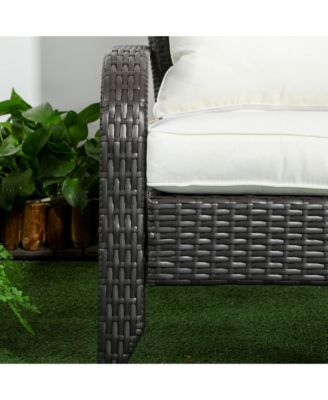 Patio Wicker Adirondack Chair with Cushion, Armrest,