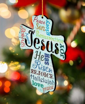 Jesus Cross Easter Wood Ornament, Set of 2