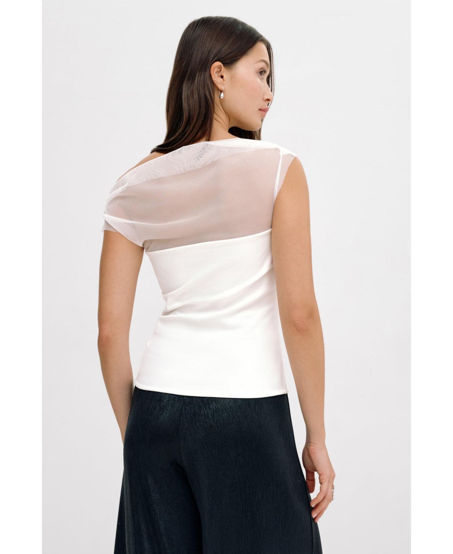 Women's Cabrini Draped-Mesh One-Shoulder Convertible Jersey Top