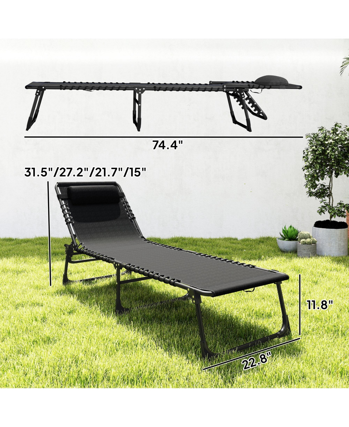 Outsunny 2 Chaise Lounge Pool Chairs, Folding, Reclining