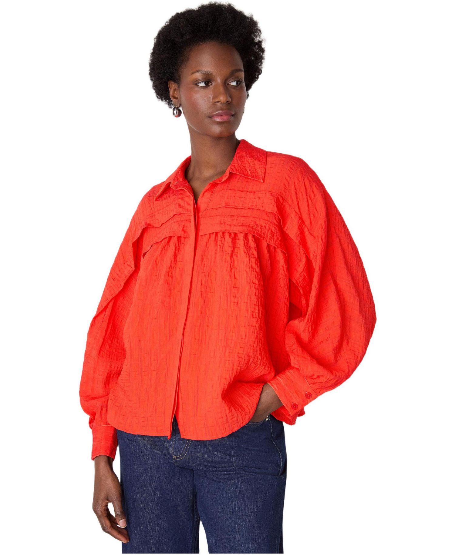 Women's Textured Frill Detail Blouse