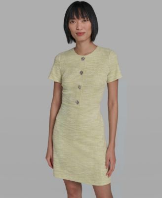 Women's Tweed Crewneck Short-Sleeve Sheath Dress