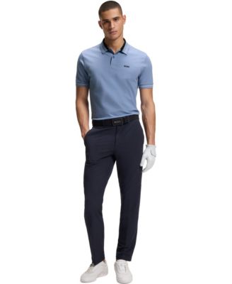 Men's Stretch-Cotton Stripe Trim Polo Shirt