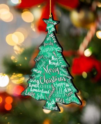 Merry Christmas Tree Wooden Ornaments, Set of 2