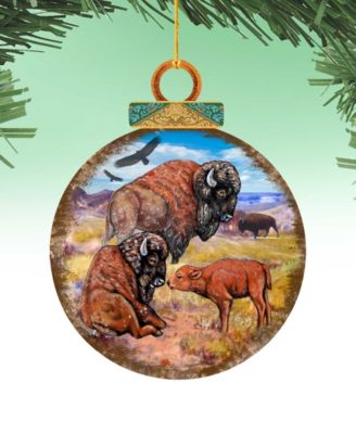 Buffalos Ball Wooden Ornaments, Set of 2