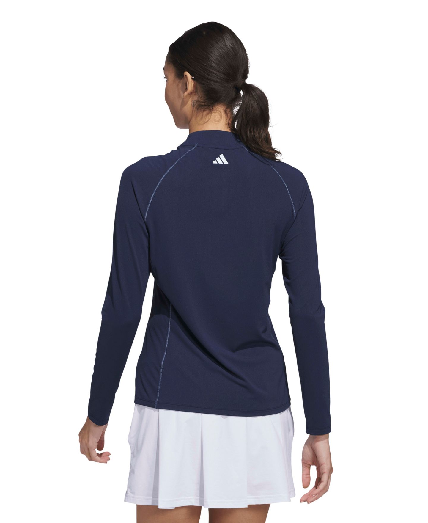 Женское поло adidas Quarter-Zip Mock Polo Shirt, цвет: Тёмно-синий — фото 5