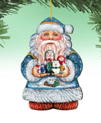 Matreshkas Santa Wooden Christmas Ornament Set of 2