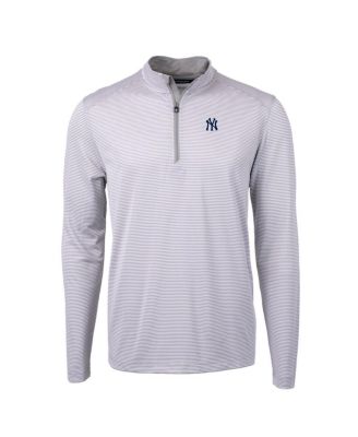 Men's Gray/White New York Yankees Virtue Eco Pique Micro Stripe Quarter-Zip