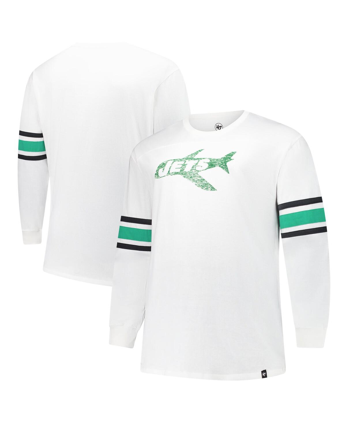 '47 Brand Men's White New York Jets Big Tall Premier Brex Long Sleeve T-Shirt - White