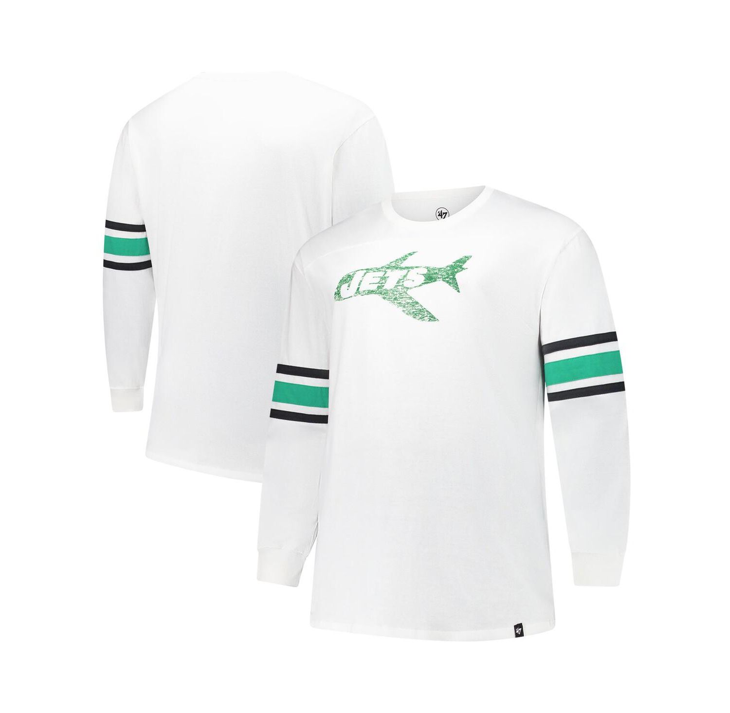 Men's White New York Jets Big & Tall Premier Brex Long Sleeve T-Shirt