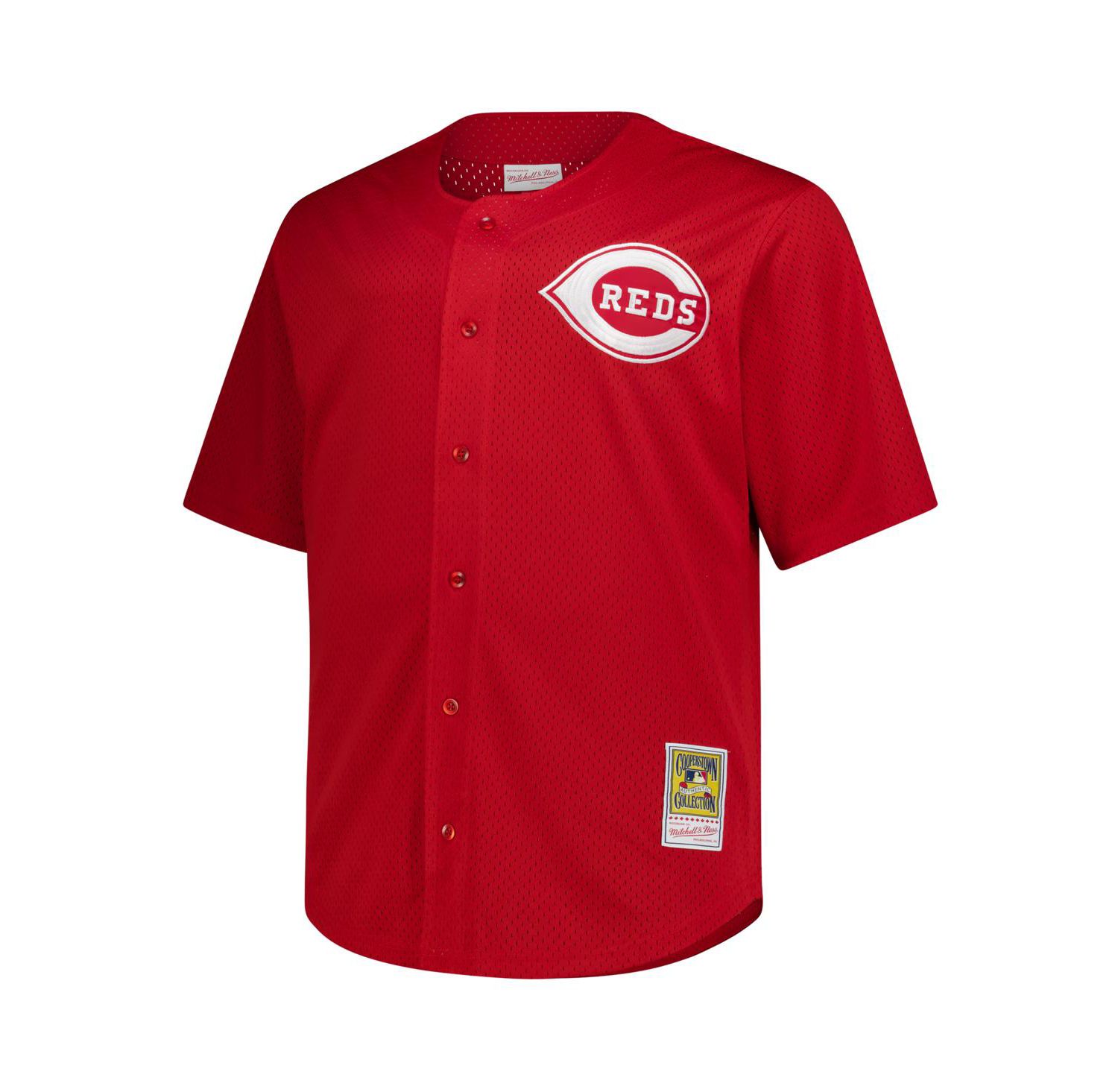 Men's Deion Sanders Red Cincinnati Reds Big & Tall Cooperstown Mesh Batting Practice Jersey