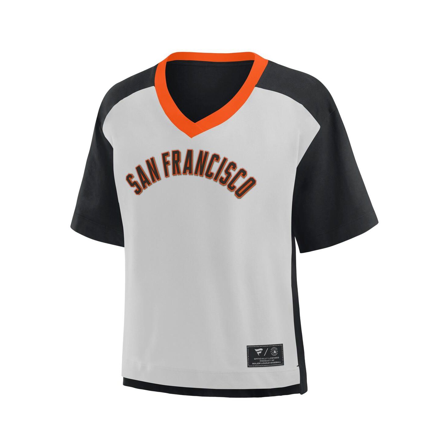 Женская футболка Fanatics Black/Graphite San Francisco Giants Oversized Race To Win V-Neck — фото 2