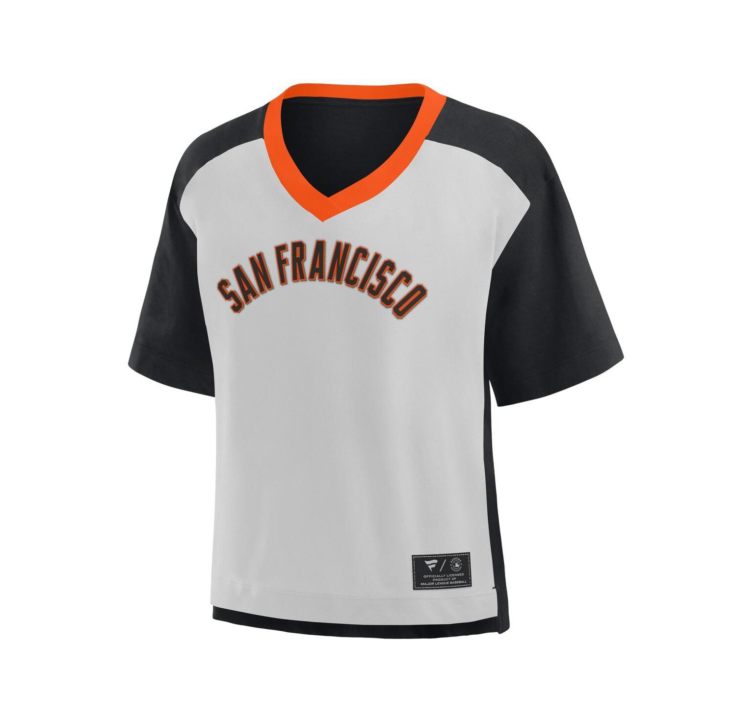 Women's Black/Graphite San Francisco Giants Oversized Race To Win V-Neck T-Shirt