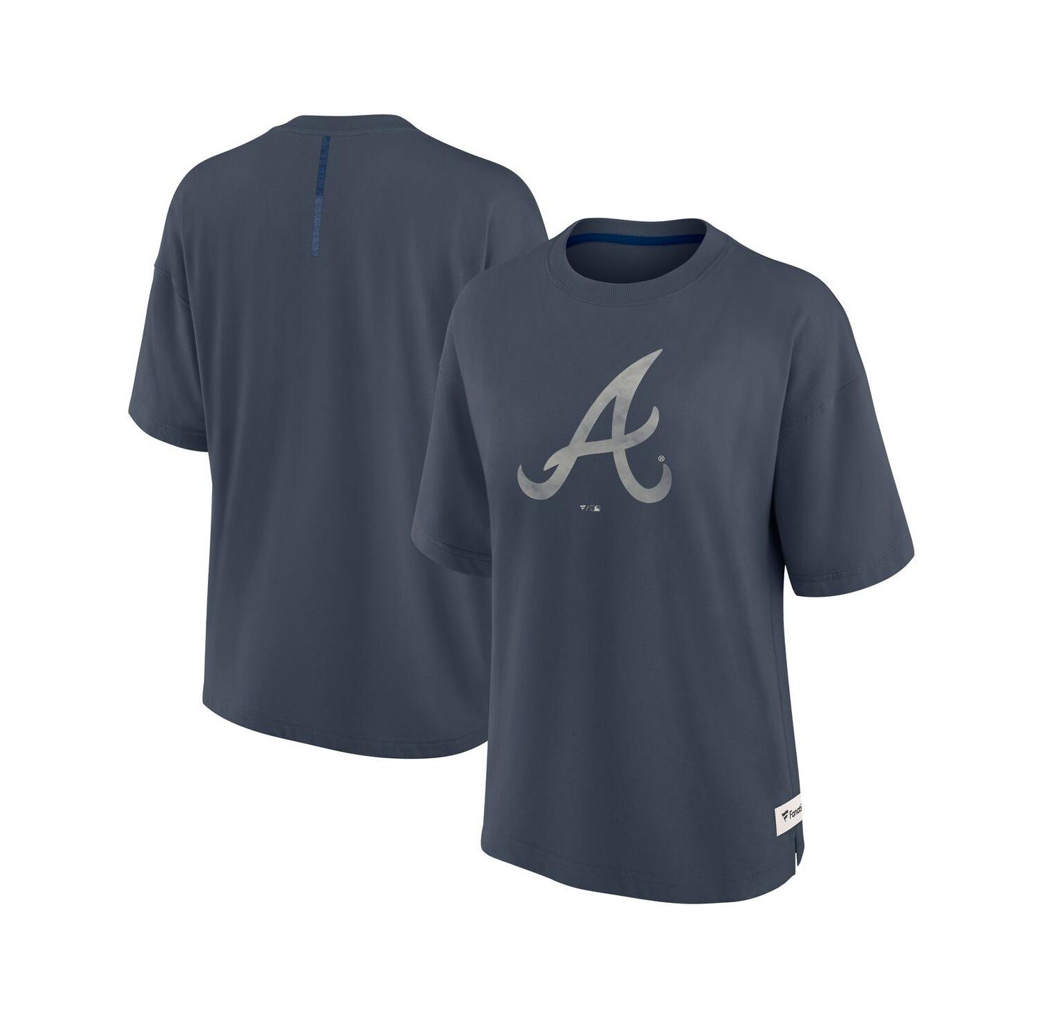 Women's Blue Atlanta Braves Oversized Elements Raw Edge Future Ground T-Shirt