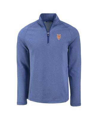 Men's Heather Blue New York Mets Peshastin Eco Fleece Raglan Quarter-Zip 